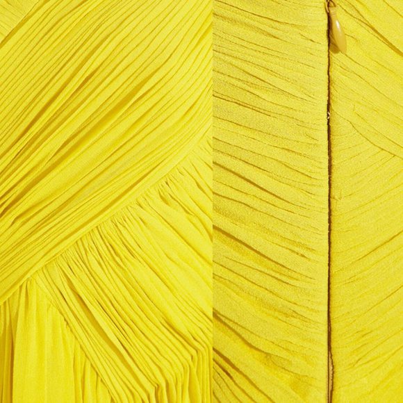 NEW TIBI Pleated Silk Strapless Mini Cocktail Dress lime citron 4 XS S - Picture 2 of 2